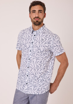 Chemise 100% coton Homme blanc imprimée