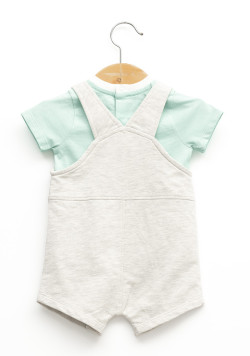 Ensemble salopette 100% coton Garçon gris