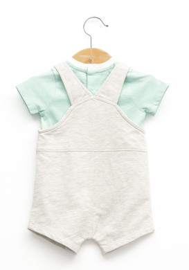 Ensemble salopette 100% coton Garçon gris Ensemble salopette 100% coton Garçon gris