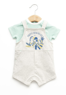 Ensemble salopette 100% coton Garçon gris Ensemble salopette 100% coton Garçon gris