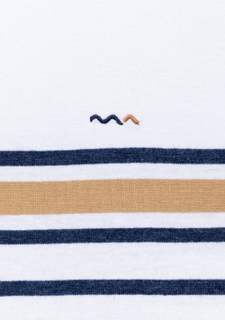 Marinière manches courtes 100% coton Homme blanche rayée bleu