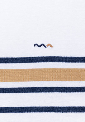 Marinière manches courtes 100% coton Homme blanche rayée bleu Marinière manches courtes 100% coton Homme blanche rayée bleu