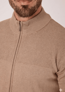 Gilet zippé tricot beige homme Gilet zippé tricot beige homme