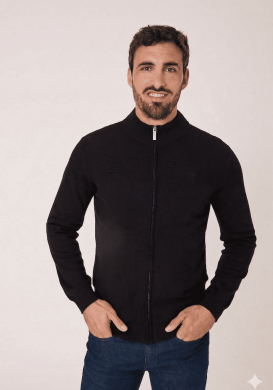 Gilet zippé tricot noir homme Gilet zippé tricot noir homme
