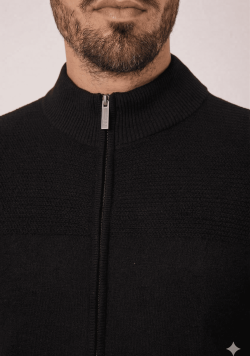 Gilet zippé tricot noir homme