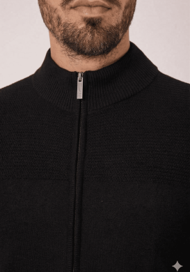 Gilet zippé tricot noir homme Gilet zippé tricot noir homme