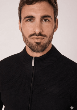 Gilet zippé tricot noir homme