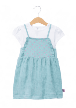 Ensemble robe et tee-shirt 100% coton bébé fille