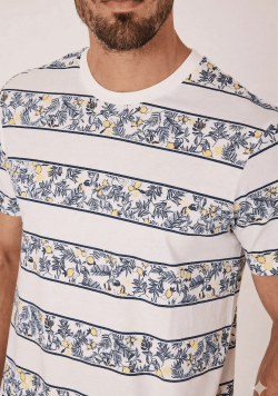 Tee-shirt manches courtes homme motif rayure citron