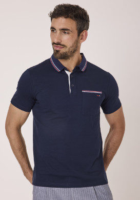 Polo manches courtes homme bleu marine