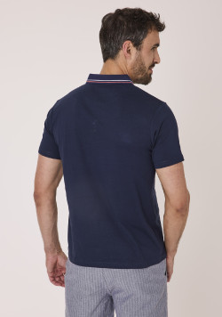 Polo manches courtes homme bleu marine