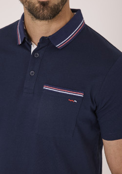 Polo manches courtes homme bleu marine
