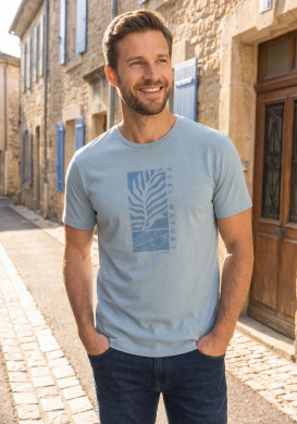 Tee-shirt homme teinture végétale bleu Tee-shirt homme teinture végétale bleu