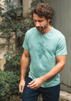 Tee-shirt homme teinture végétale vert Tee-shirt homme teinture végétale vert