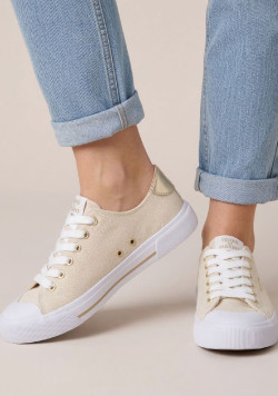 Baskets en toile femme beige irisé