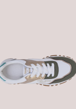 Baskets femme kaki et blanche