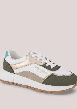 Baskets femme kaki et blanche