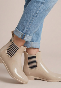 Bottines de pluie femme beige