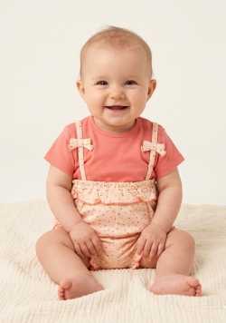 Combicourt Bébé Fille + t-shirt corail