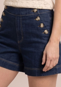 Short à ponts femme en jean 100% coton