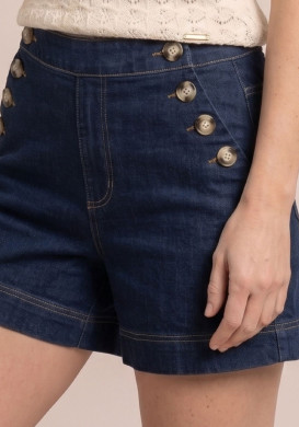 Short à ponts femme en jean 100% coton