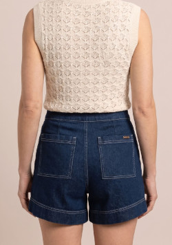 Short à ponts femme en jean 100% coton
