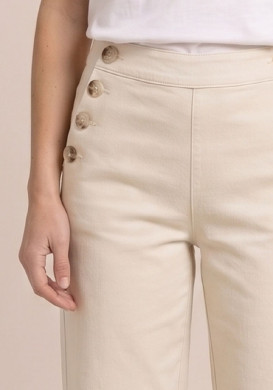 Pantalon à ponts large beige femme 100% coton