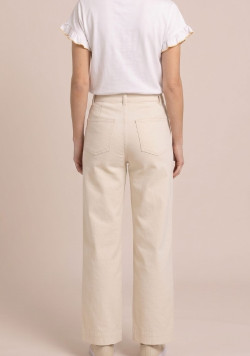 Pantalon à ponts large beige femme 100% coton
