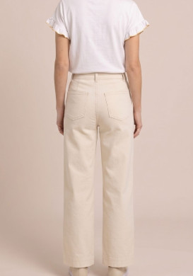 Pantalon à ponts large beige femme 100% coton