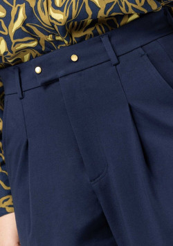 Pantalon large femme en maille bleu marine - EOM
