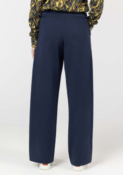 Pantalon large femme en maille bleu marine - EOM