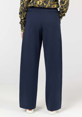 Pantalon large femme en maille bleu marine - EOM
