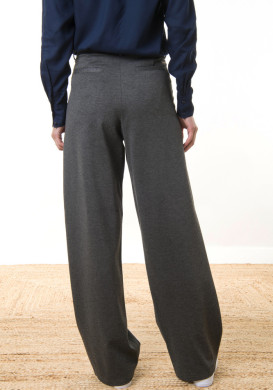Pantalon large femme en maille gris chiné - EOM