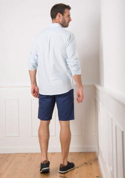 Chemise homme manches longues à rayures bleues ciel - EOM