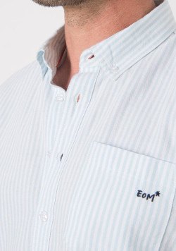Chemise homme manches longues à rayures bleues ciel - EOM