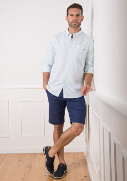 Chemise homme manches longues à rayures bleues ciel - EOM