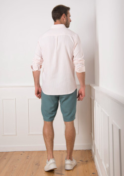 Chemise homme manches longues à rayures roses - EOM
