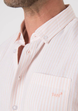 Chemise homme manches longues à rayures roses - EOM