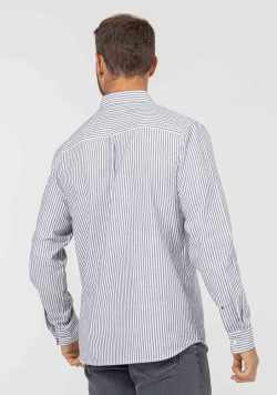 Chemise homme manches longues à rayures bleues - EOM
