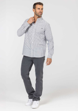 Chemise homme manches longues à rayures bleues - EOM