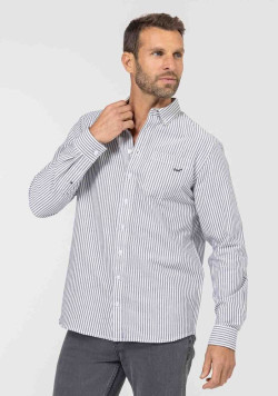 Chemise homme manches longues à rayures bleues - EOM
