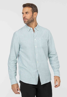 Chemise homme manches longues à rayures vertes - EOM Chemise homme manches longues à rayures vertes - EOM