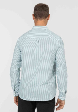Chemise homme manches longues à rayures vertes - EOM Chemise homme manches longues à rayures vertes - EOM