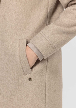 Manteau long femme à capuche en feutrine beige chiné - EOM