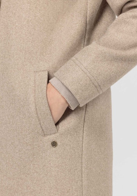 Manteau long femme à capuche en feutrine beige chiné - EOM Manteau long femme à capuche en feutrine beige chiné - EOM