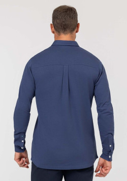 Chemise manches longues homme en maille bleu - EOM