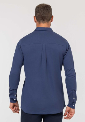 Chemise manches longues homme en maille bleu - EOM Chemise manches longues homme en maille bleu - EOM