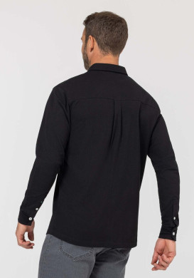 Chemise manches longues homme en maille noir - EOM Chemise manches longues homme en maille noir - EOM