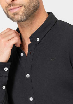 Chemise manches longues homme en maille noir - EOM
