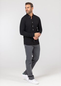 Chemise manches longues homme en maille noir - EOM